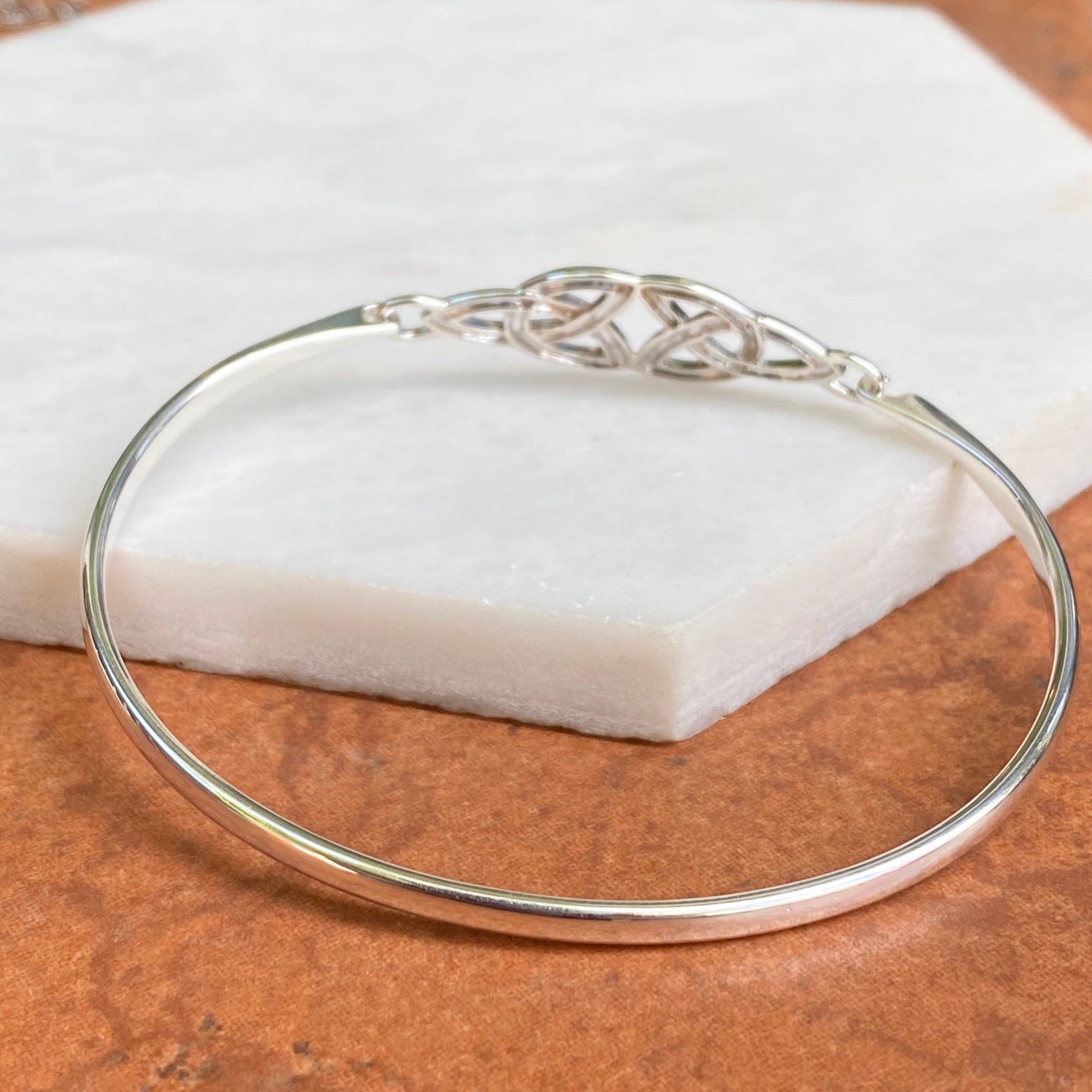 Sterling Silver Celtic Knot Thin Bangle Bracelet, Sterling Silver Celtic Knot Thin Bangle Bracelet - Legacy Saint Jewelry