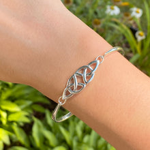 Load image into Gallery viewer, Sterling Silver Celtic Knot Thin Bangle Bracelet, Sterling Silver Celtic Knot Thin Bangle Bracelet - Legacy Saint Jewelry
