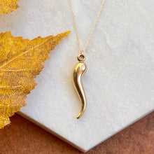 Load image into Gallery viewer, 14KT Yellow Gold &quot;Cornicello&quot; Italian Horn Pendant 33mm, 14KT Yellow Gold &quot;Cornicello&quot; Italian Horn Pendant 33mm - Legacy Saint Jewelry