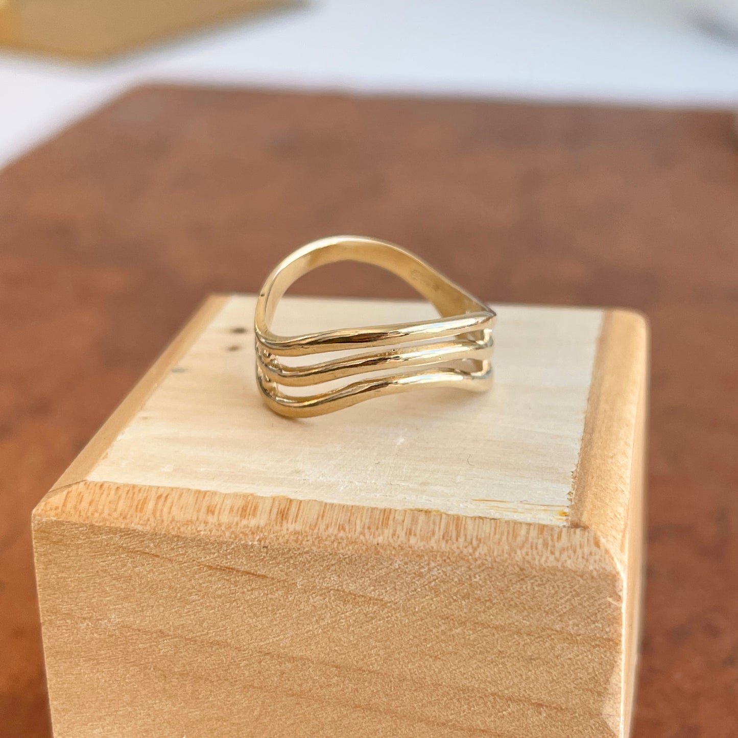 14KT Yellow Gold Triple Wave Band Thumb Ring