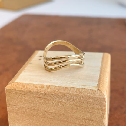 14KT Yellow Gold Triple Wave Band Thumb Ring