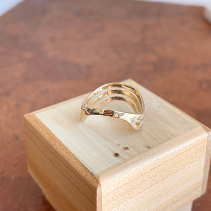 14KT Yellow Gold Triple Wave Band Thumb Ring