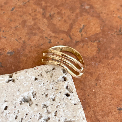 14KT Yellow Gold Triple Wave Band Thumb Ring