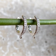 Load image into Gallery viewer, 14KT White Gold Pave Diamond Huggie Hoop Jump Ring Earrings, 14KT White Gold Pave Diamond Huggie Hoop Jump Ring Earrings - Legacy Saint Jewelry