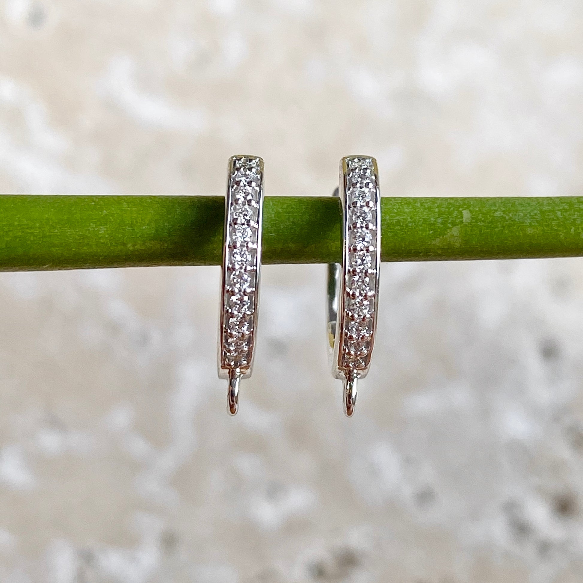 14KT White Gold Pave Diamond Huggie Hoop Jump Ring Earrings, 14KT White Gold Pave Diamond Huggie Hoop Jump Ring Earrings - Legacy Saint Jewelry