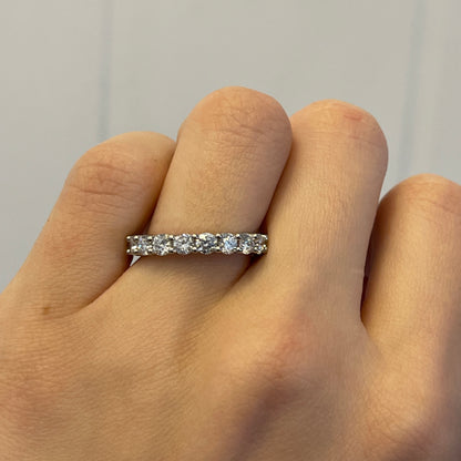 Platinum Polished Round 2.00 CT Lab Diamond Eternity Wedding Band Ring
