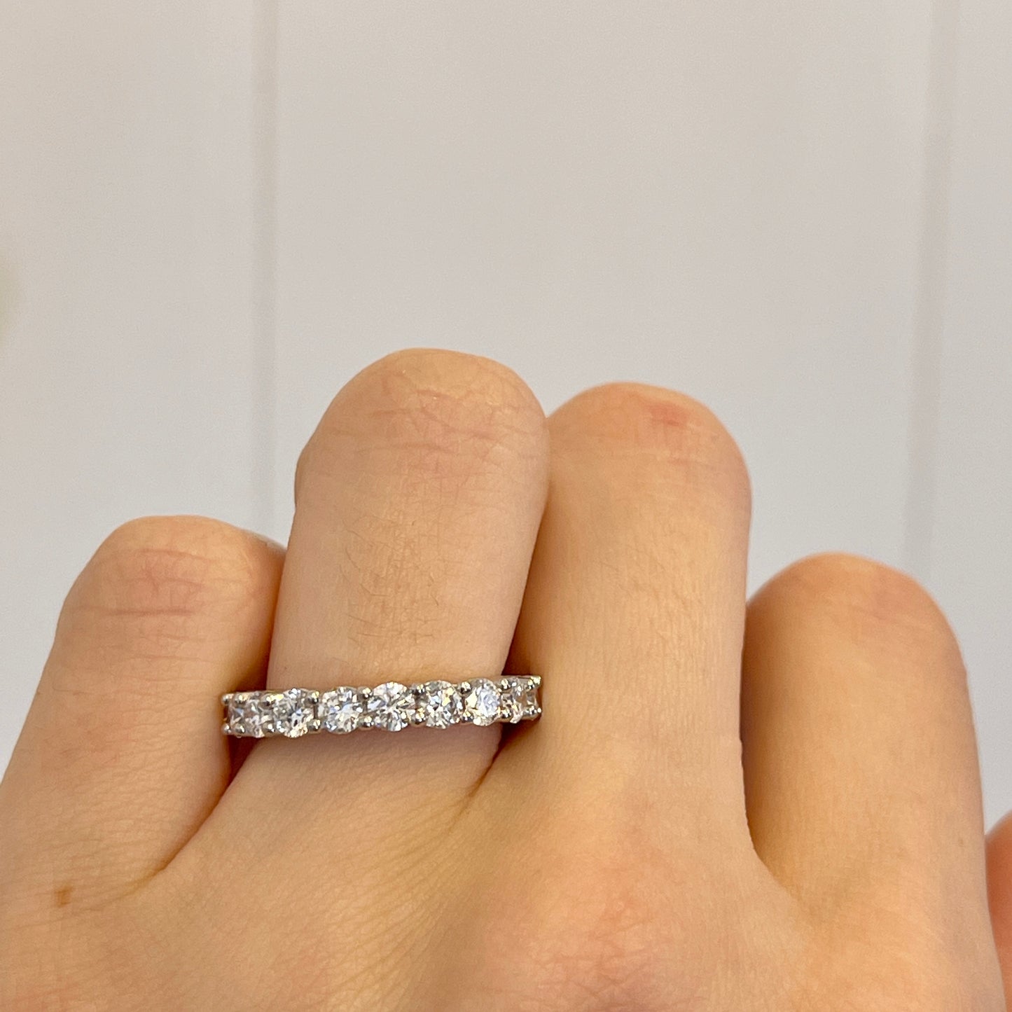 Platinum Polished Round 2.00 CT Lab Diamond Eternity Wedding Band Ring