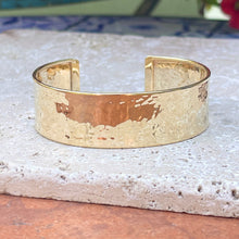 Load image into Gallery viewer, 14KT Yellow Gold Hammered Cuff Bangle Bracelet 19mm