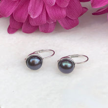 Load image into Gallery viewer, 14KT White Gold + Gray Freshwater Pearl Lever Back Drop Earrings - Legacy Saint Jewelry