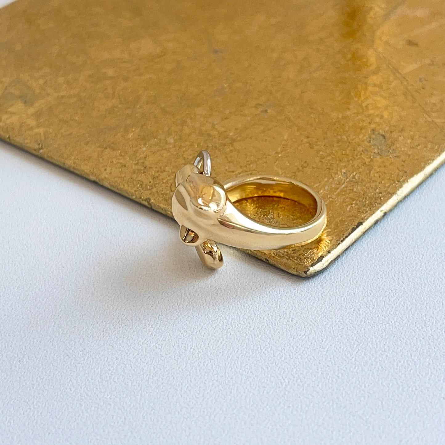 18KT Yellow Gold + White Gold Panther Bypass Ring