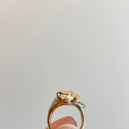 18KT Yellow Gold + White Gold Panther Bypass Ring