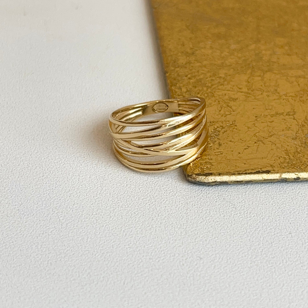 14KT Yellow Gold Multi-Wire 10.75mm Cigar Band Ring