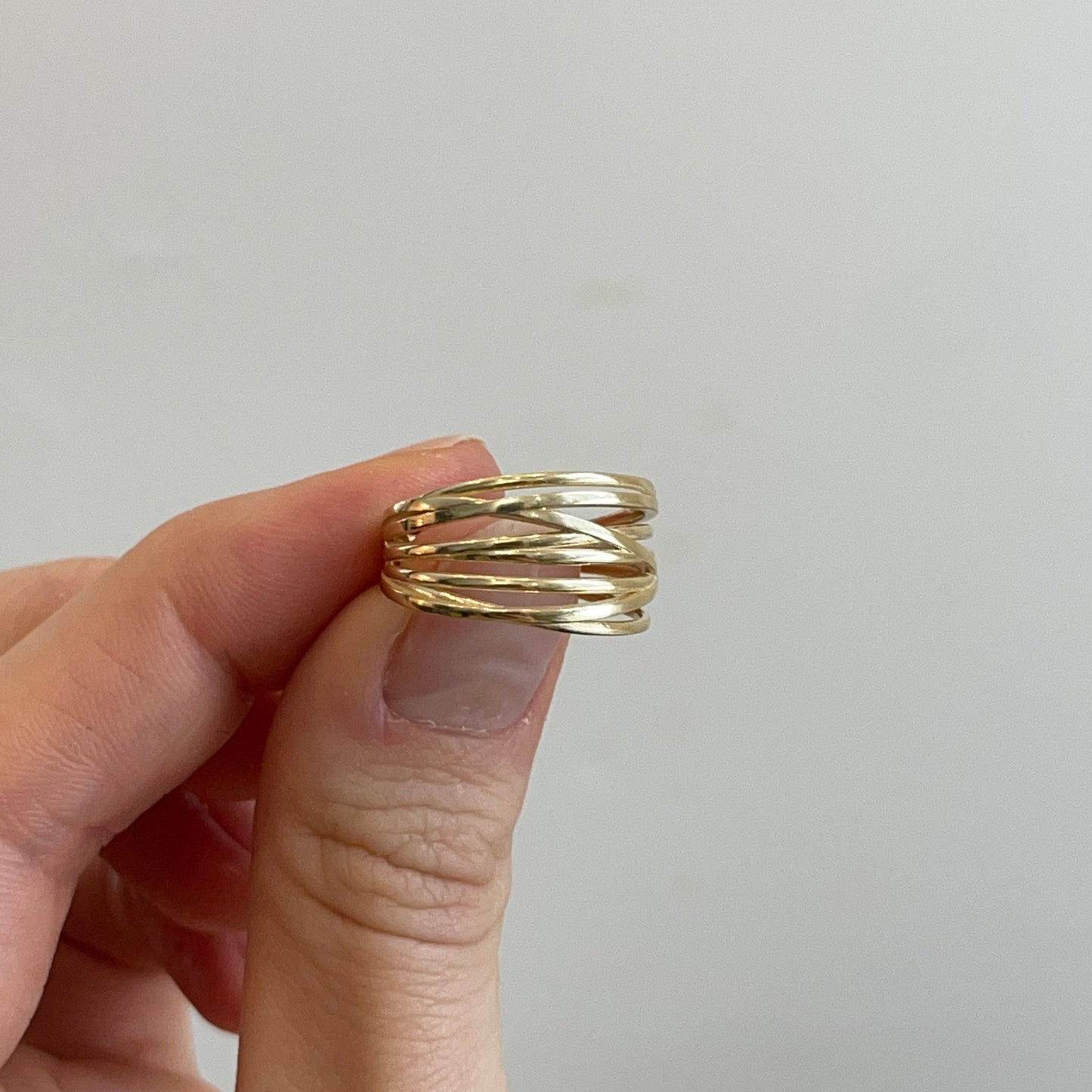 14KT Yellow Gold Multi-Wire 10.75mm Cigar Band Ring