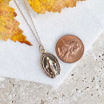 10KT Yellow Gold Miraculous Medal Pendant 25mm, 10KT Yellow Gold Miraculous Medal Pendant 25mm - Legacy Saint Jewelry