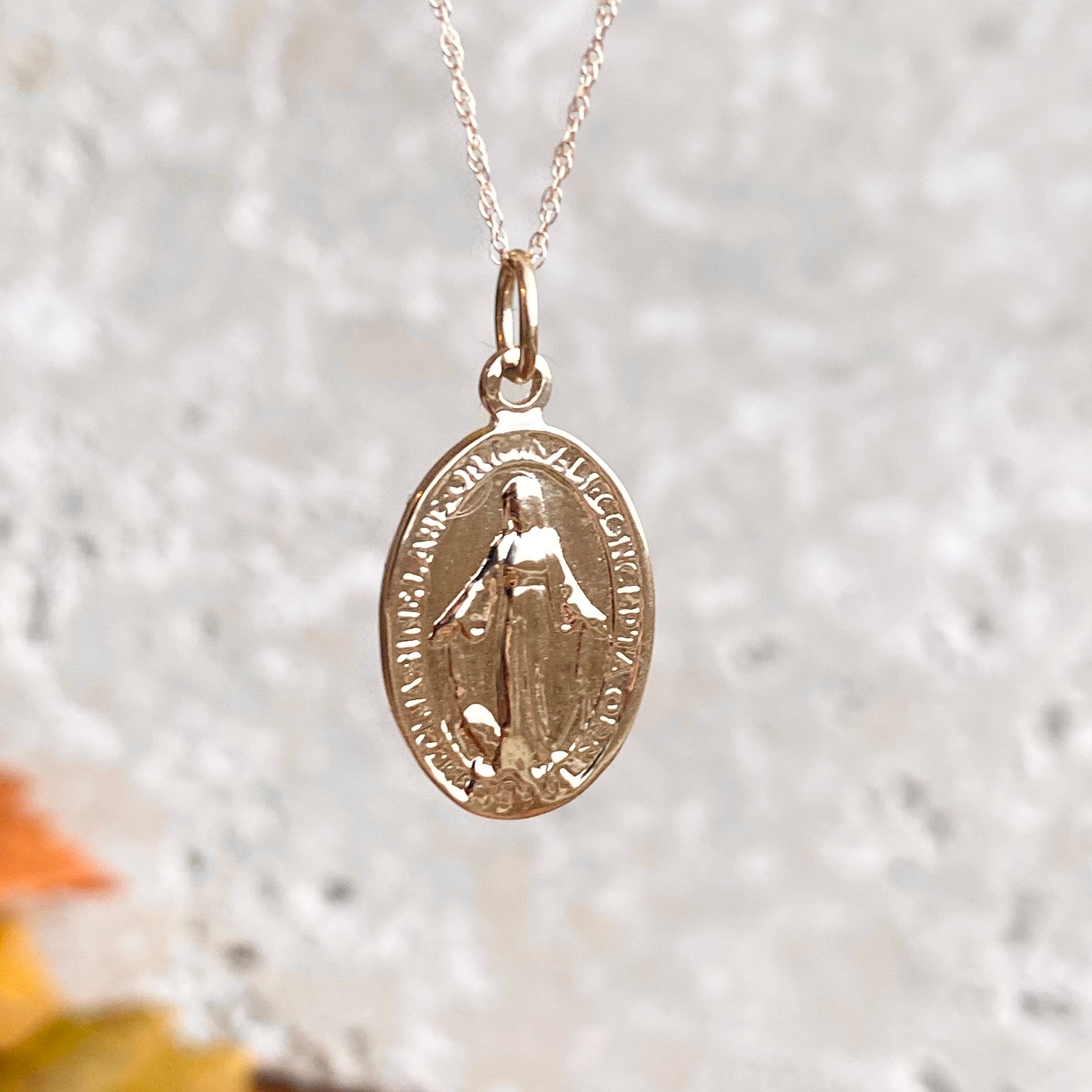10KT Yellow Gold Miraculous Medal Pendant 25mm, 10KT Yellow Gold Miraculous Medal Pendant 25mm - Legacy Saint Jewelry