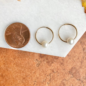 14KT Yellow Gold Freshwater Pearl Small Endless Hoop Earrings, 14KT Yellow Gold Freshwater Pearl Small Endless Hoop Earrings - Legacy Saint Jewelry