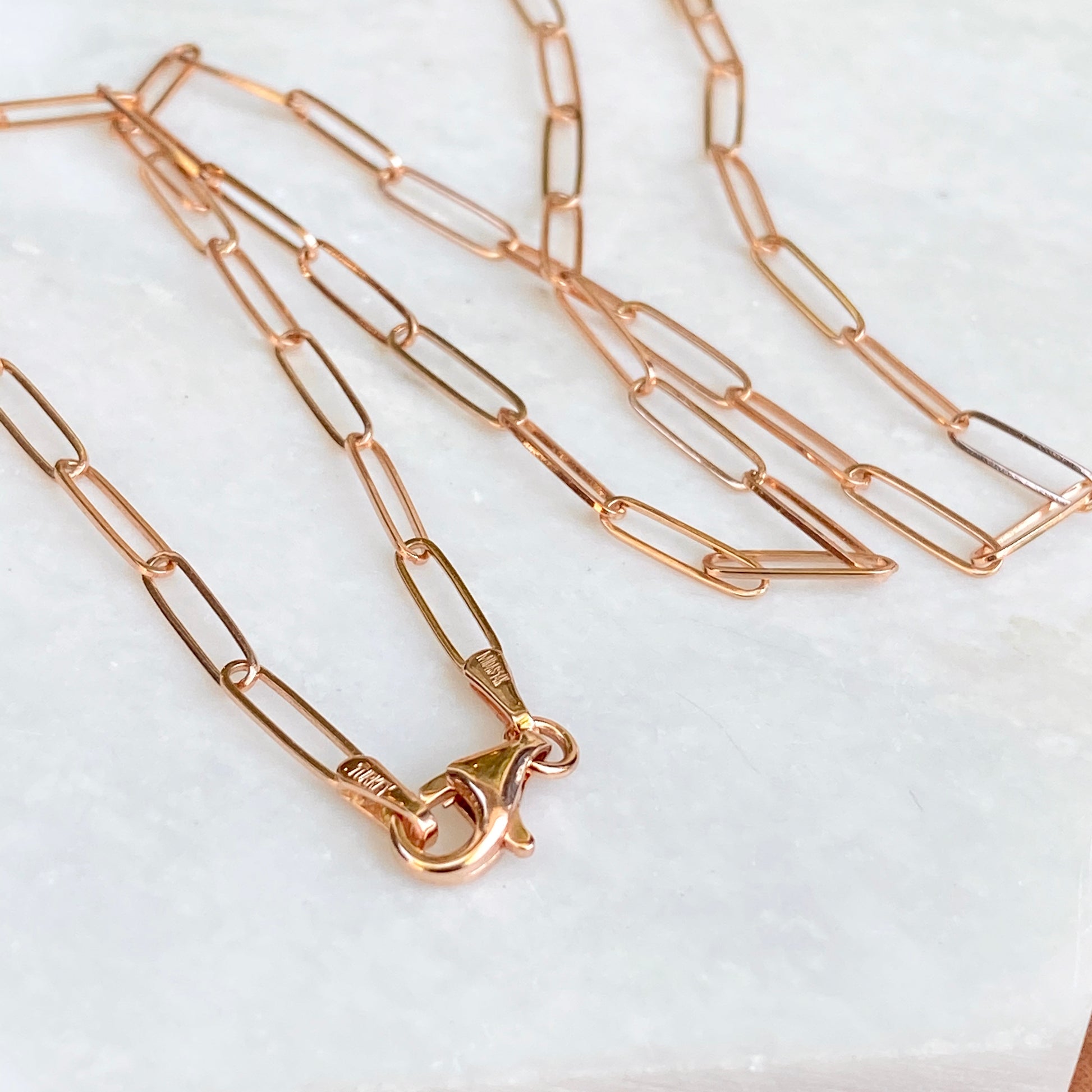 14KT Rose Gold Polished Open Paper Clip Chain Link Necklace 2.6mm, 14KT Rose Gold Polished Open Paper Clip Chain Link Necklace 2.6mm - Legacy Saint Jewelry