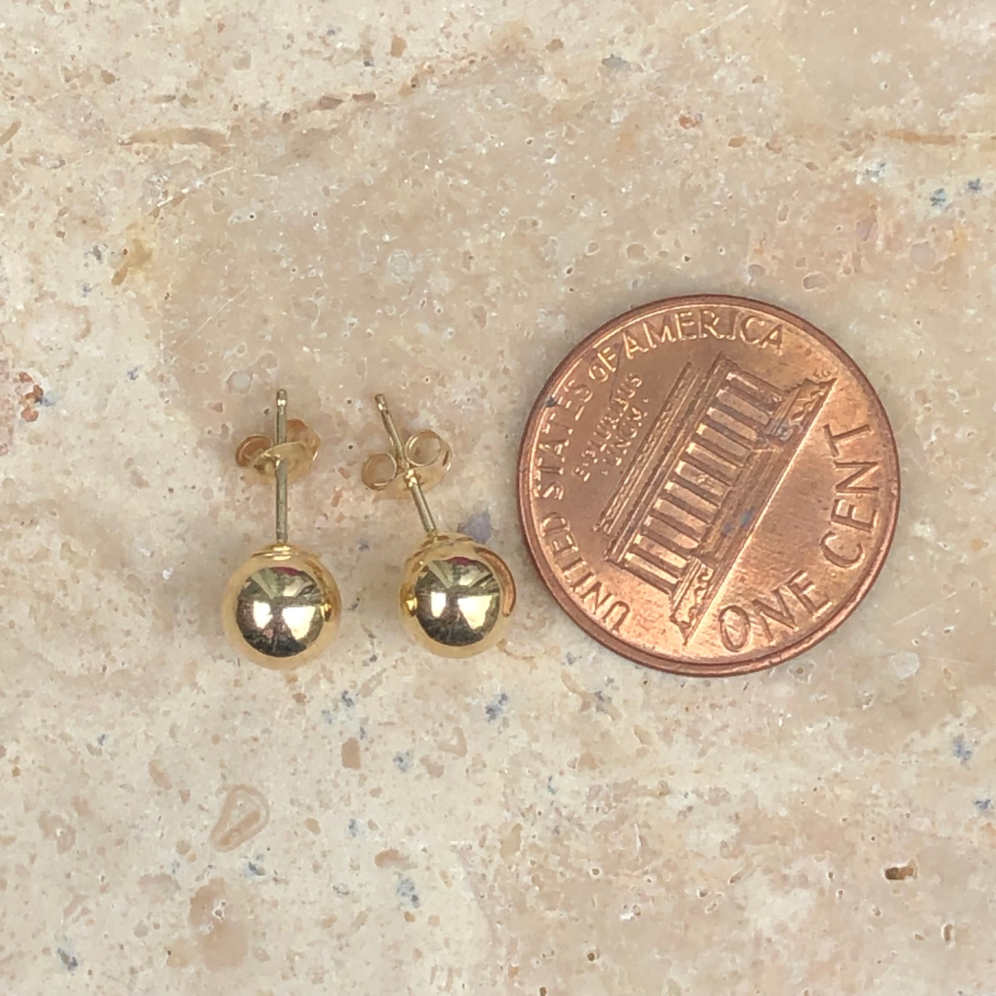 14KT Yellow Gold Polished Ball Stud Earrings 6mm, 14KT Yellow Gold Polished Ball Stud Earrings 6mm - Legacy Saint Jewelry