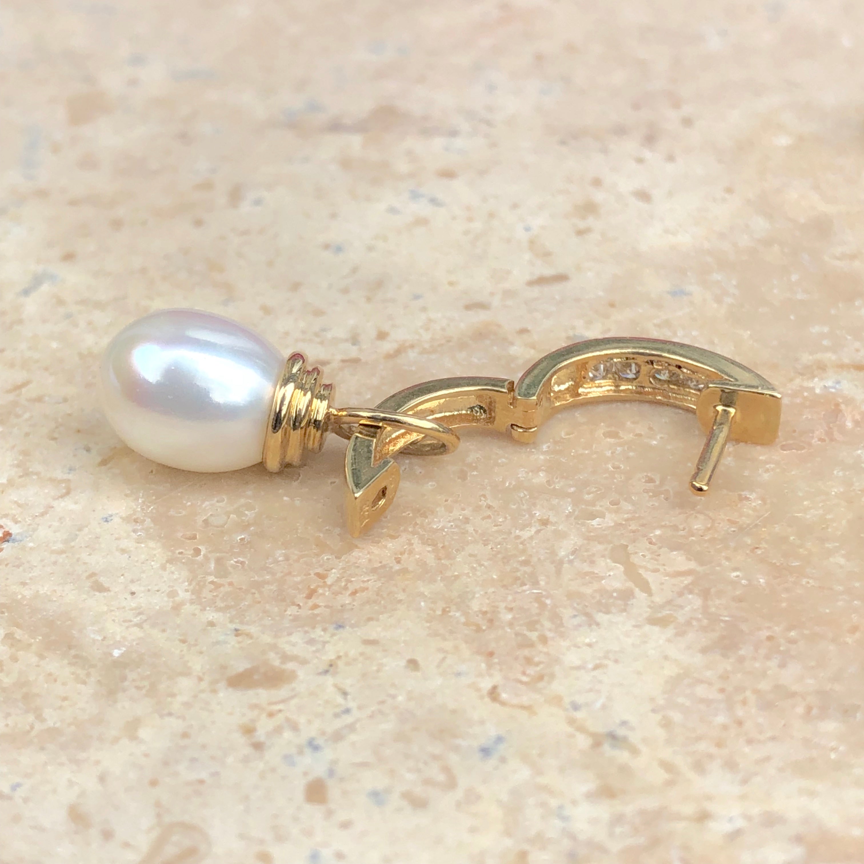 Freeform Yellow Gold Pearl Earrings - Bopies Diamonds & Fine Jewelry