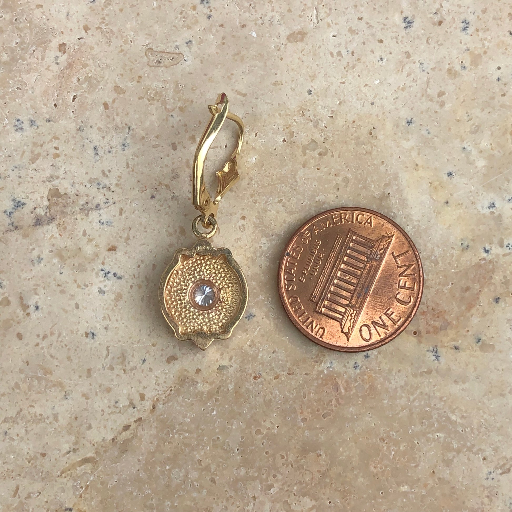 Estate 14KT Yellow Gold .30 CT Bezel Set Diamond Lever Back Earrings - Legacy Saint Jewelry
