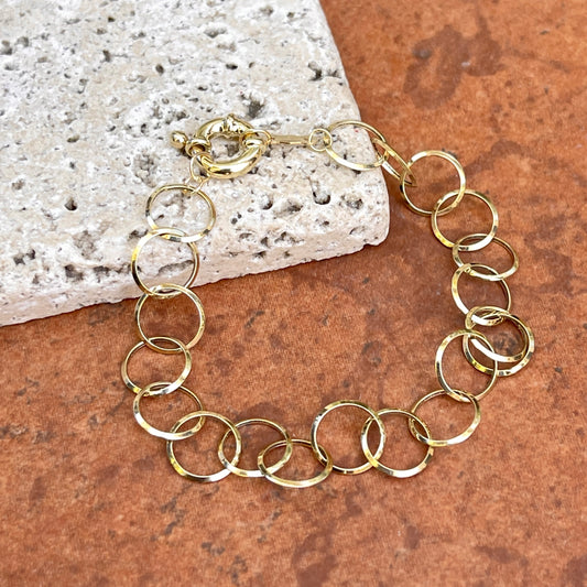 14KT Yellow Gold Polished Open Circles Chain Link Bracelet