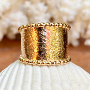 12KT Yellow Gold-Filled Beaded Edge Cigar Band Ring, 12KT Yellow Gold-Filled Beaded Edge Cigar Band Ring - Legacy Saint Jewelry