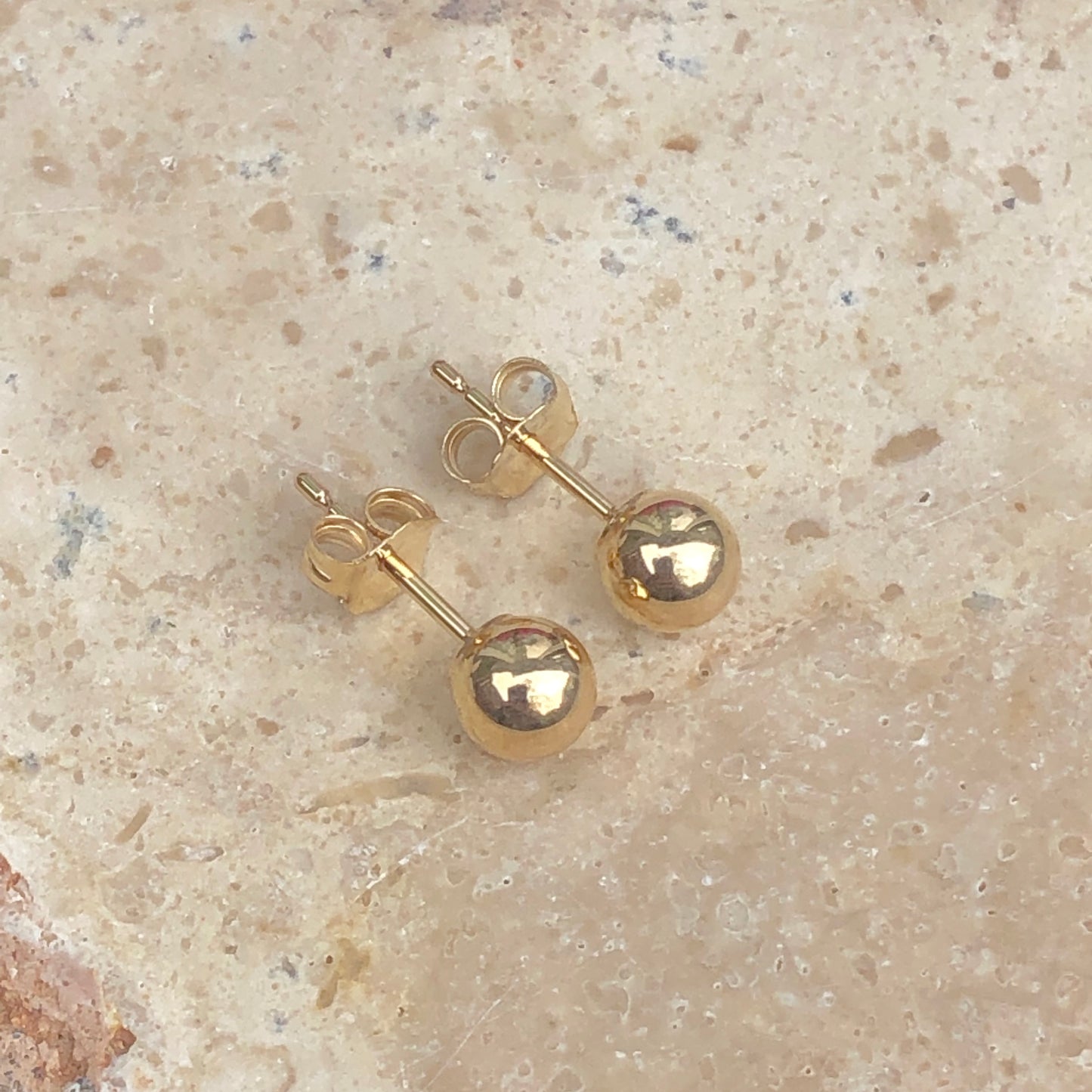 14KT Yellow Gold Polished Ball Stud Earrings 5mm, 14KT Yellow Gold Polished Ball Stud Earrings 5mm - Legacy Saint Jewelry