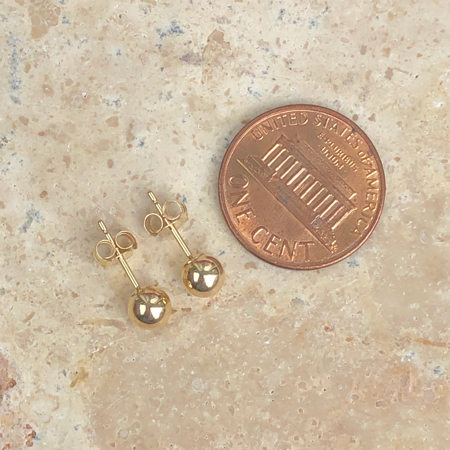 14KT Yellow Gold Polished Ball Stud Earrings 5mm, 14KT Yellow Gold Polished Ball Stud Earrings 5mm - Legacy Saint Jewelry