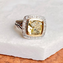 Load image into Gallery viewer, 14KT Yellow Gold + Sterling Silver Lemon Quartz + Diamond Ring, 14KT Yellow Gold + Sterling Silver Lemon Quartz + Diamond Ring - Legacy Saint Jewelry