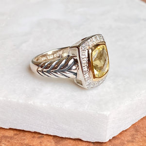 14KT Yellow Gold + Sterling Silver Lemon Quartz + Diamond Ring, 14KT Yellow Gold + Sterling Silver Lemon Quartz + Diamond Ring - Legacy Saint Jewelry