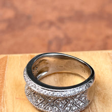 Load image into Gallery viewer, Concave 14KT White Gold + Patterned Pave Diamond Cigar Band Ring - LSJ