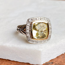 Load image into Gallery viewer, 14KT Yellow Gold + Sterling Silver Lemon Quartz + Diamond Ring, 14KT Yellow Gold + Sterling Silver Lemon Quartz + Diamond Ring - Legacy Saint Jewelry