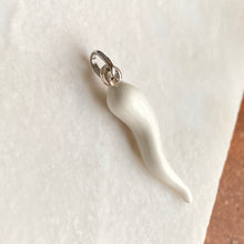 Load image into Gallery viewer, Sterling Silver White &quot;Cornicello&quot; Italian Horn Pendant Charm, Sterling Silver White &quot;Cornicello&quot; Italian Horn Pendant Charm - Legacy Saint Jewelry