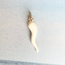 Load image into Gallery viewer, Sterling Silver White &quot;Cornicello&quot; Italian Horn Pendant Charm, Sterling Silver White &quot;Cornicello&quot; Italian Horn Pendant Charm - Legacy Saint Jewelry