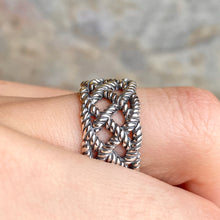 Load image into Gallery viewer, Sterling Silver Oxidized Woven Rope Cigar Band Ring, Sterling Silver Oxidized Woven Rope Cigar Band Ring - Legacy Saint Jewelry