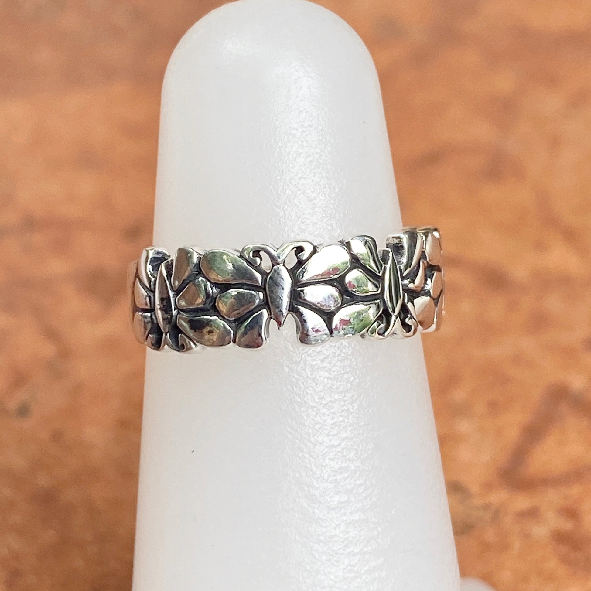 Sterling Silver Detailed Butterflies Toe Ring, Sterling Silver Detailed Butterflies Toe Ring - Legacy Saint Jewelry