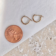 Load image into Gallery viewer, 14KT Yellow Gold Snap Back Mini Half-Hoop Earrings 8mm, 14KT Yellow Gold Snap Back Mini Half-Hoop Earrings 8mm - Legacy Saint Jewelry