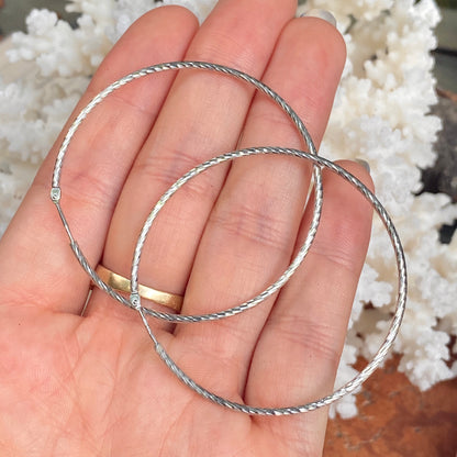 Sterling Silver Diamond-Cut Large Endless Hoop Earrings 45mm