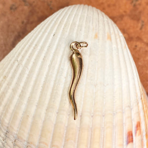 14KT Yellow Gold Italian Horn Cornicello/ Corno Pendant Charm 26mm, 14KT Yellow Gold Italian Horn Cornicello/ Corno Pendant Charm 26mm - Legacy Saint Jewelry
