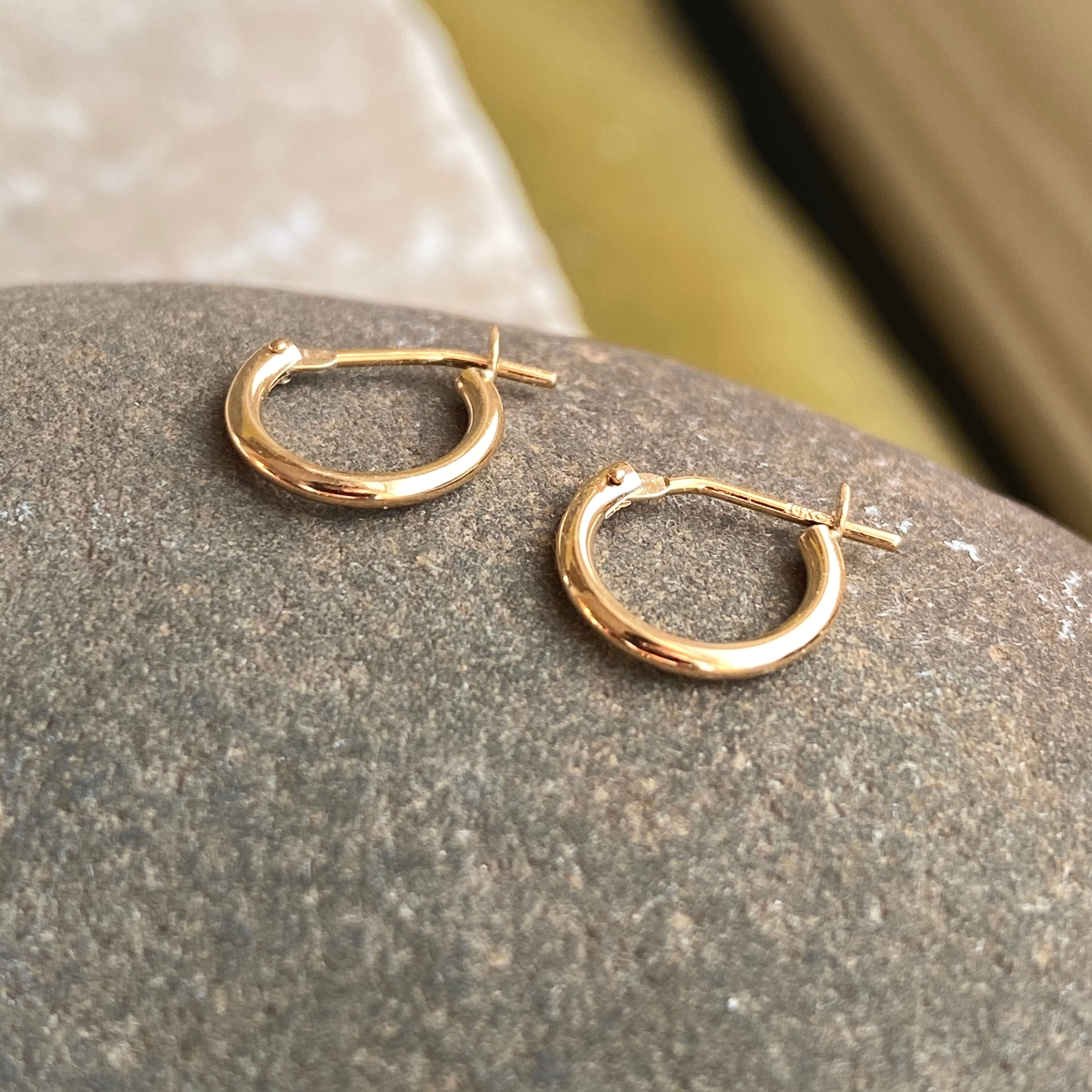 Thick Hoop Earrings - Wide Gold Half Hoops Earrings, Simple Gold Earri –  Adina Stone Jewelry