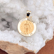 Load image into Gallery viewer, 14KT Yellow Gold Saint Florian Round Medal Pendant 21mm