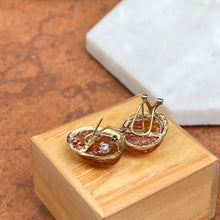 Load image into Gallery viewer, Estate 14KT Yellow Gold Oval Bezel Amber Omega Earrings