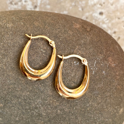10KT Yellow Gold Polished Mini Hollow Oval Hoop Earrings, 10KT Yellow Gold Polished Mini Hollow Oval Hoop Earrings - Legacy Saint Jewelry