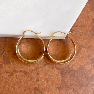 10KT Yellow Gold Chunky Tapered Round Hoop Earrings 27mm