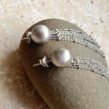 Load image into Gallery viewer, Sterling Silver Matte Ball Dangling Chains Earrings, Sterling Silver Matte Ball Dangling Chains Earrings - Legacy Saint Jewelry