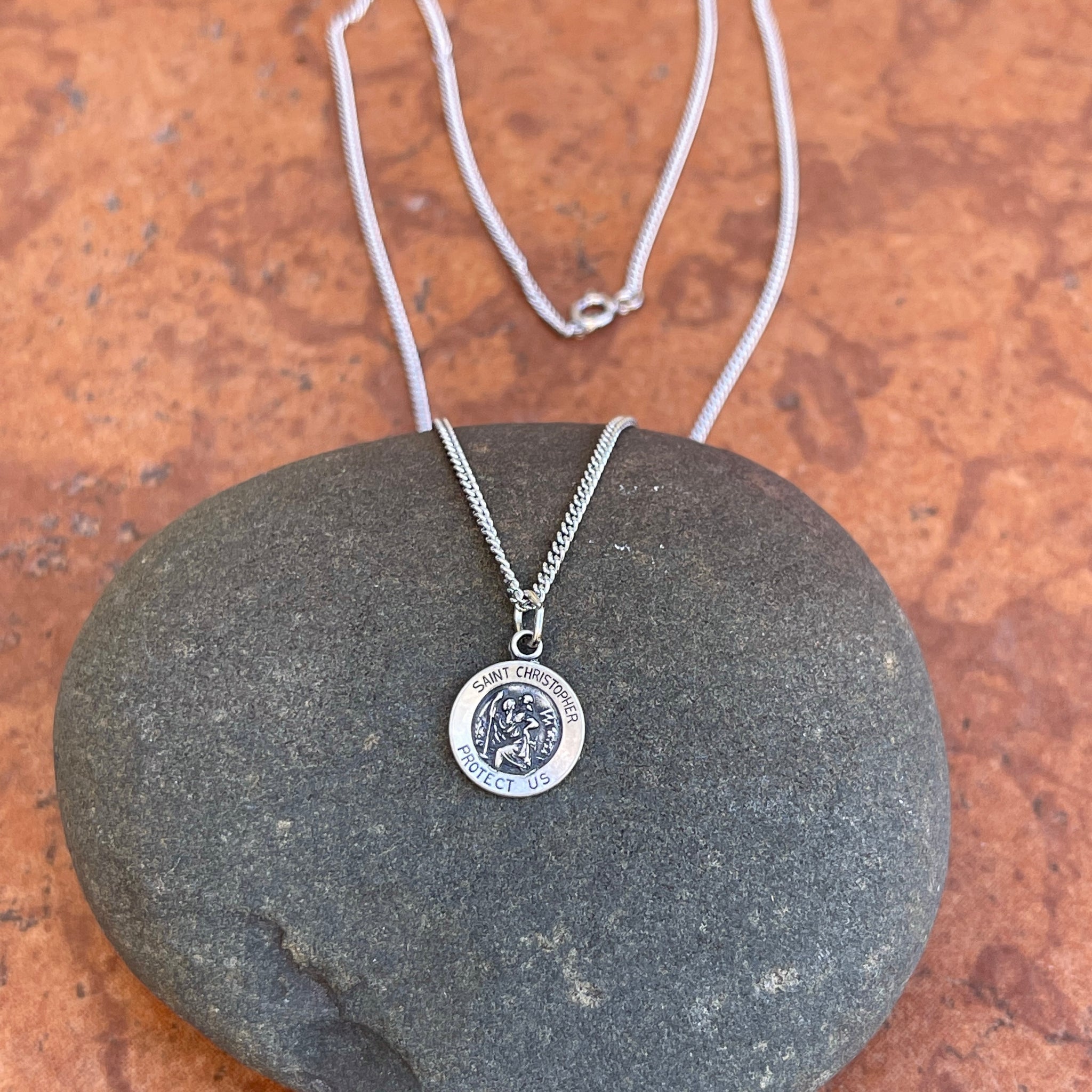 Sterling Silver Coin Necklace, Tiny Silver Medallion Necklace for