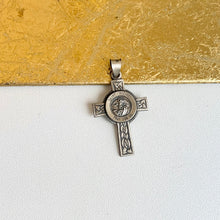 Load image into Gallery viewer, Sterling Silver Antiqued St Michael Medal Cross Pendant