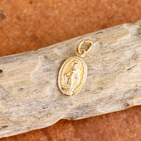 14KT Yellow Gold Polished Oval Miraculous Mini Medal 14mm, 14KT Yellow Gold Polished Oval Miraculous Mini Medal 14mm - Legacy Saint Jewelry