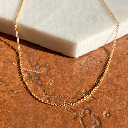 14KT Yellow Gold Cable Chain Necklace .9mm, 14KT Yellow Gold Cable Chain Necklace .9mm - Legacy Saint Jewelry