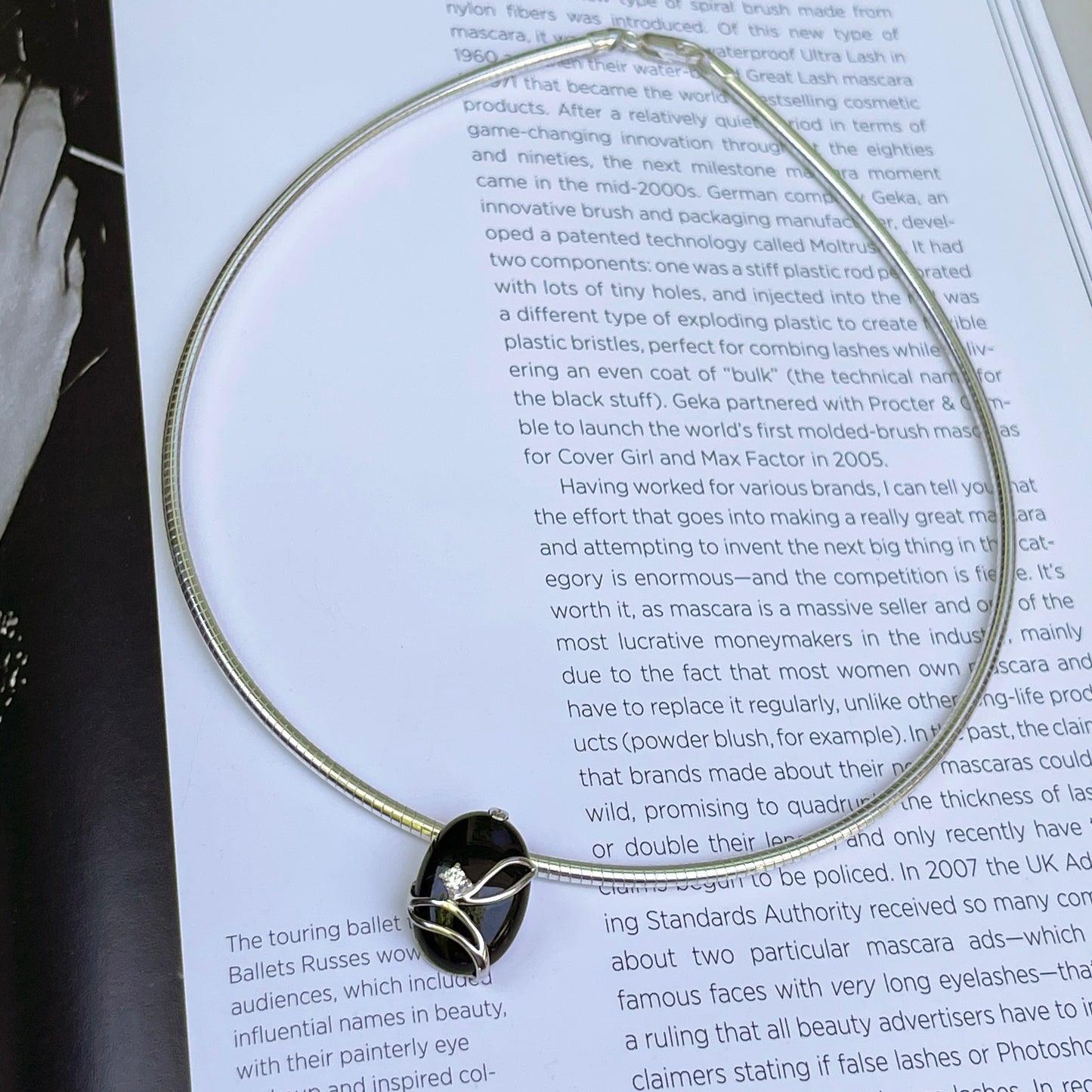 Sterling Silver Polished Oval Black Onyx + CZ Stone Pendant Omega Necklace